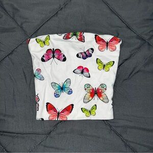 Butterfly Print Crop Top - Multicolor